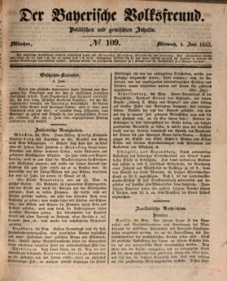 Der bayerische Volksfreund Mittwoch 1. Juni 1842