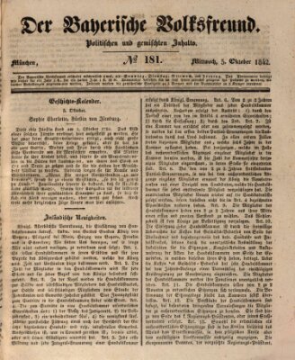 Der bayerische Volksfreund Mittwoch 5. Oktober 1842
