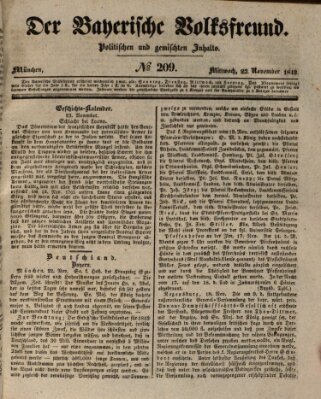 Der bayerische Volksfreund Mittwoch 23. November 1842