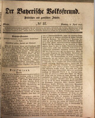 Der bayerische Volksfreund Sonntag 9. April 1843