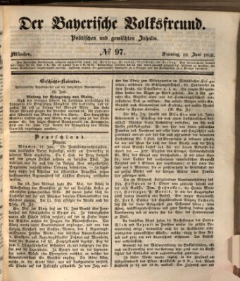Der bayerische Volksfreund Sonntag 18. Juni 1843