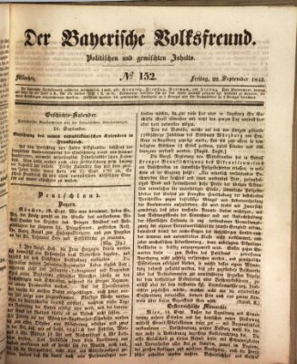 Der bayerische Volksfreund Freitag 22. September 1843