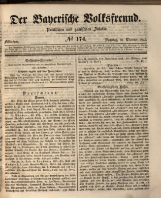 Der bayerische Volksfreund Dienstag 31. Oktober 1843