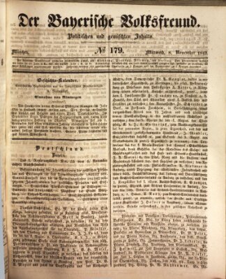 Der bayerische Volksfreund Mittwoch 8. November 1843
