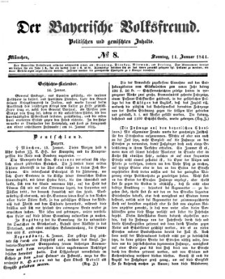 Der bayerische Volksfreund Sonntag 14. Januar 1844