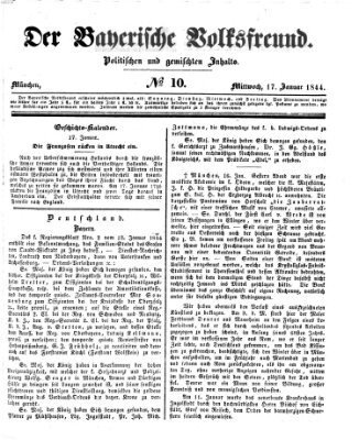 Der bayerische Volksfreund Mittwoch 17. Januar 1844