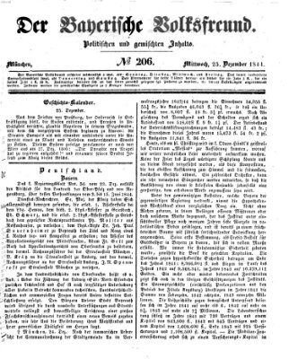 Der bayerische Volksfreund Mittwoch 25. Dezember 1844