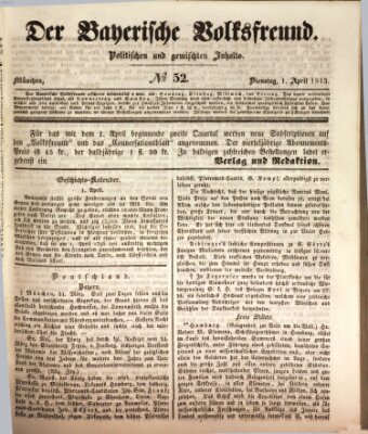 Der bayerische Volksfreund Dienstag 1. April 1845
