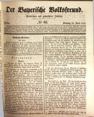 Der bayerische Volksfreund Sonntag 20. April 1845