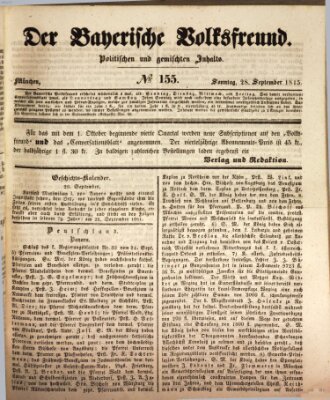 Der bayerische Volksfreund Sonntag 28. September 1845