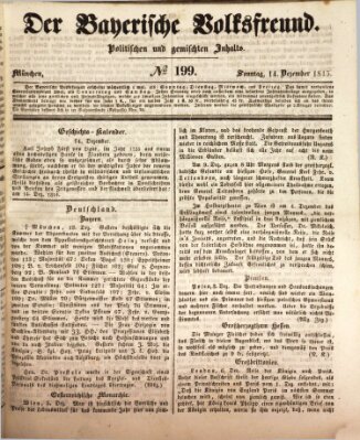 Der bayerische Volksfreund Sonntag 14. Dezember 1845