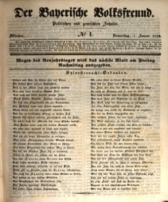 Der bayerische Volksfreund Donnerstag 1. Januar 1846