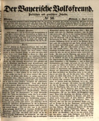 Der bayerische Volksfreund Mittwoch 8. April 1846