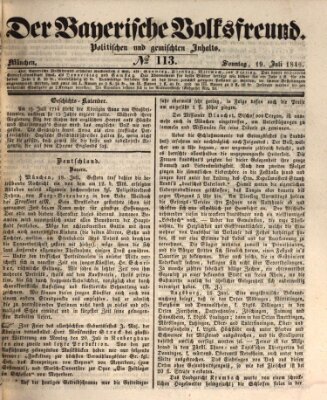 Der bayerische Volksfreund Sonntag 19. Juli 1846