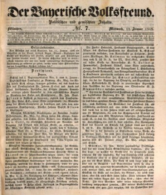 Der bayerische Volksfreund Mittwoch 12. Januar 1848