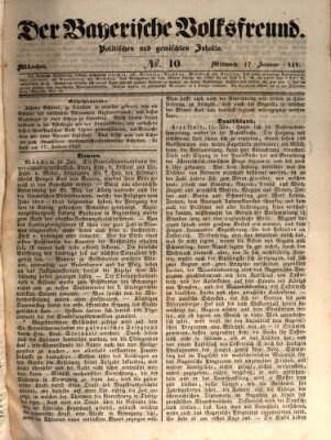 Der bayerische Volksfreund Mittwoch 17. Januar 1849