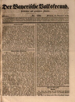 Der bayerische Volksfreund Mittwoch 28. November 1849