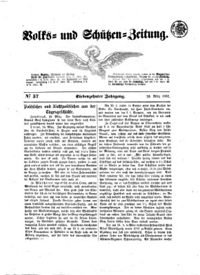 Volks- und Schützenzeitung Mittwoch 26. März 1862