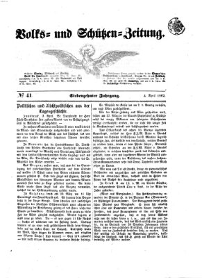 Volks- und Schützenzeitung Freitag 4. April 1862