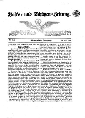 Volks- und Schützenzeitung Mittwoch 30. April 1862