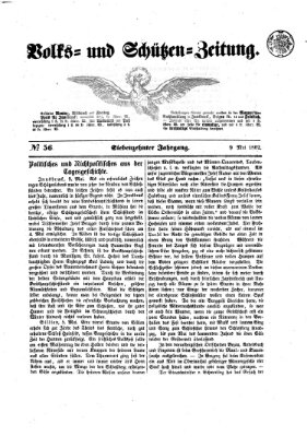 Volks- und Schützenzeitung Freitag 9. Mai 1862