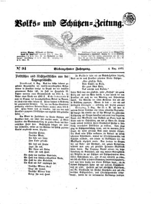 Volks- und Schützenzeitung Mittwoch 6. August 1862