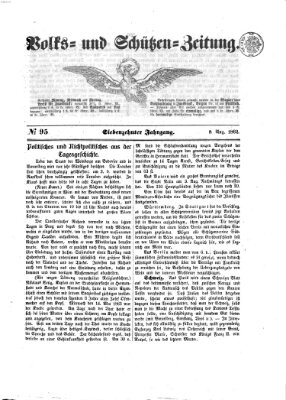 Volks- und Schützenzeitung Freitag 8. August 1862