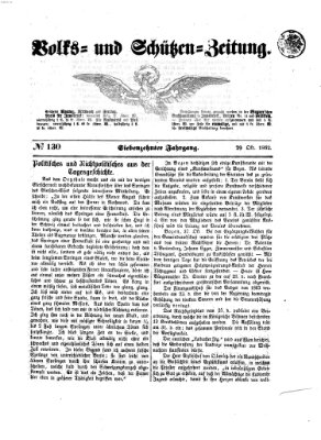 Volks- und Schützenzeitung Mittwoch 29. Oktober 1862