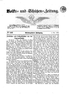 Volks- und Schützenzeitung Sonntag 2. November 1862