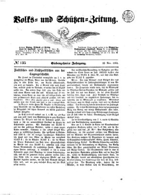 Volks- und Schützenzeitung Montag 10. November 1862