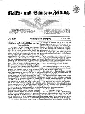 Volks- und Schützenzeitung Mittwoch 19. November 1862