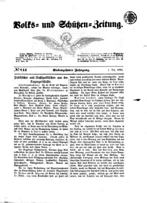 Volks- und Schützenzeitung Montag 1. Dezember 1862