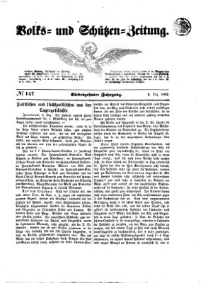 Volks- und Schützenzeitung Samstag 6. Dezember 1862