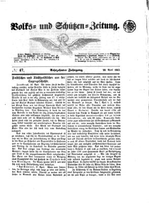 Volks- und Schützenzeitung Montag 20. April 1863