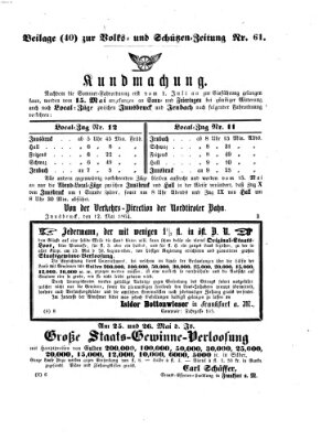 Volks- und Schützenzeitung Freitag 20. Mai 1864