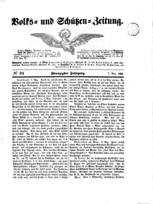 Volks- und Schützenzeitung Montag 7. August 1865