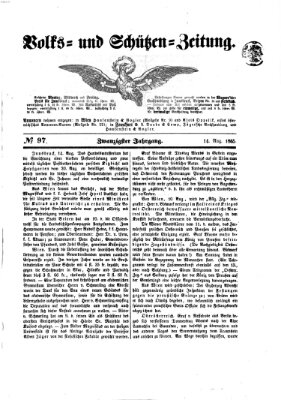 Volks- und Schützenzeitung Montag 14. August 1865