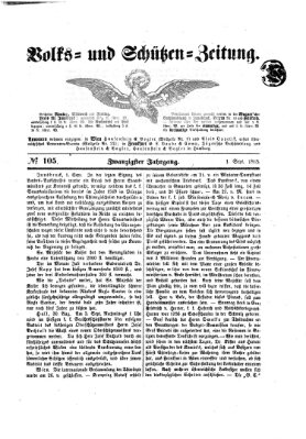 Volks- und Schützenzeitung Freitag 1. September 1865