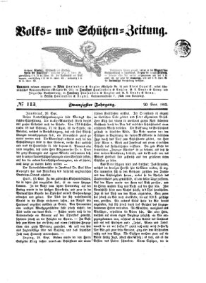 Volks- und Schützenzeitung Mittwoch 20. September 1865