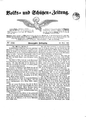 Volks- und Schützenzeitung Freitag 22. September 1865