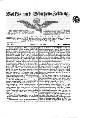 Volks- und Schützenzeitung Montag 22. Januar 1866