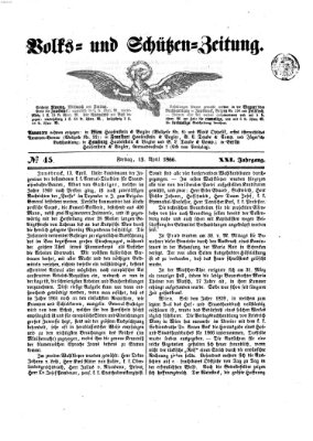 Volks- und Schützenzeitung Freitag 13. April 1866