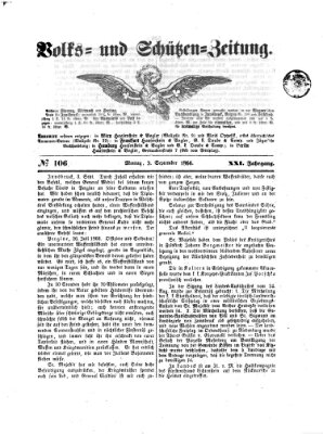 Volks- und Schützenzeitung Sonntag 2. September 1866