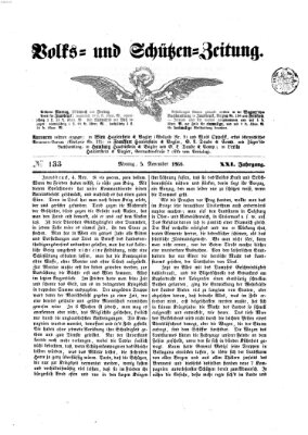 Volks- und Schützenzeitung Montag 5. November 1866