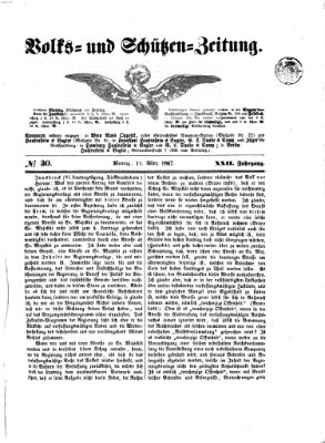 Volks- und Schützenzeitung Montag 11. März 1867