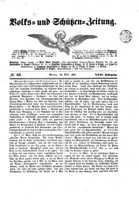 Volks- und Schützenzeitung Montag 18. März 1867