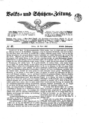 Volks- und Schützenzeitung Freitag 19. April 1867