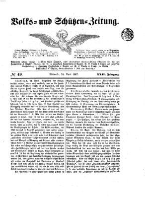 Volks- und Schützenzeitung Mittwoch 24. April 1867