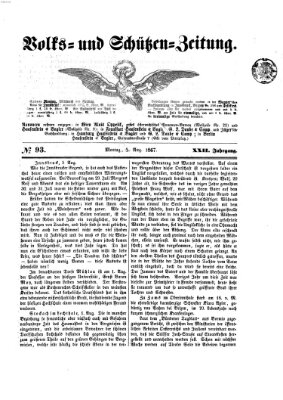 Volks- und Schützenzeitung Montag 5. August 1867
