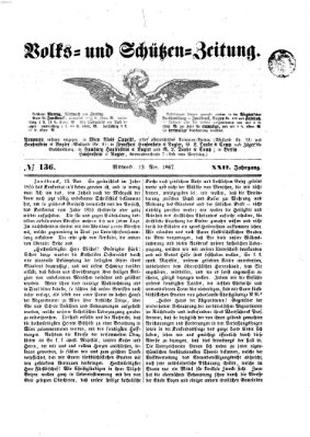 Volks- und Schützenzeitung Mittwoch 13. November 1867